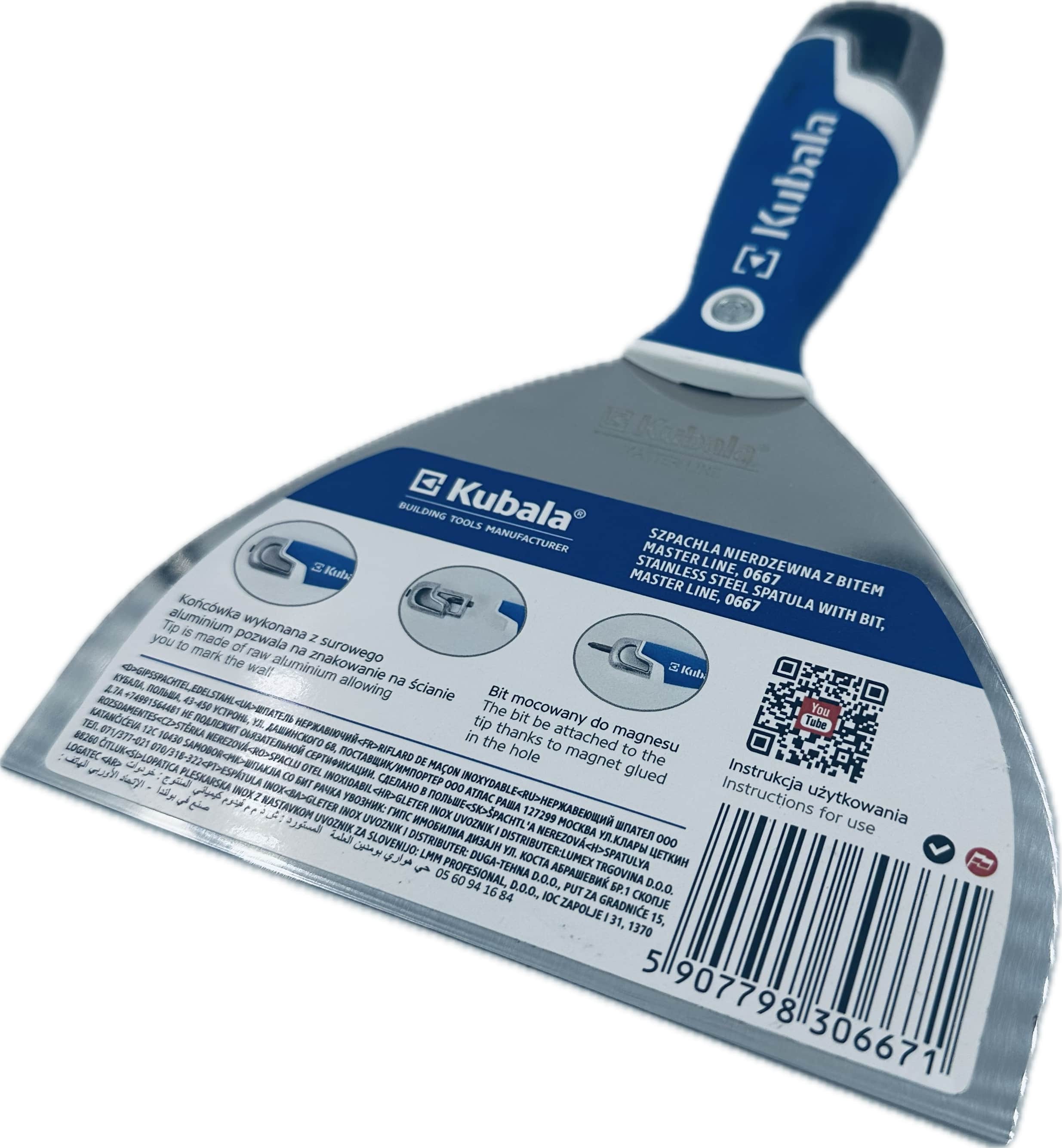 Malerspachtel aus Edelstahl mit eingebauten Bit, 3K Softgriff, MASTER LINE Malerspachtel aus Edelstahl mit eingebauten Bit, 3K Softgriff, MASTER LINE